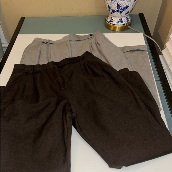 Size 14 Lands End Womens Wool Cashmere Blend Pants Y2K Dress Slacks Grey Brown - Picture 16 of 16